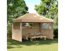 vidaXL Foldable Party Tent Pop-Up with 3 Sidewalls Beige