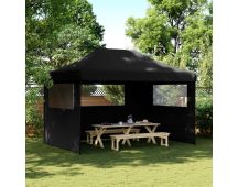 vidaXL Foldable Party Tent Pop-Up with 3 Sidewalls Black