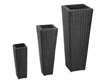 3 Rattan Flower Raised Beds Black