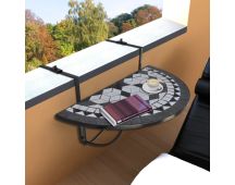 vidaXL Hanging Balcony Table Black and White Mosaic