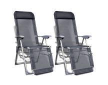 vidaXL Folding Garden Chairs 2 pcs Aluminium and Textilene Grey