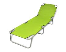 vidaXL Folding Sun Lounger Powder-coated Steel Apple Green