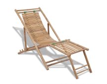 vidaXL Outdoor Deck Chair with Footrest Bamboo