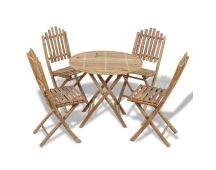 vidaXL 5 Piece Folding Outdoor Dining Set Bamboo