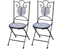 vidaXL Folding Bistro Chairs 2 pcs Ceramic Blue and White