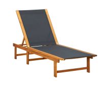 vidaXL Sun Lounger Solid Acacia Wood and Textilene