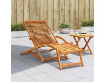 vidaXL Deck Chair with Footrest Solid Acacia Wood