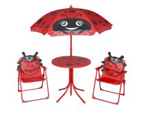 vidaXL 3 Piece Kids' Garden Bistro Set with Parasol Red