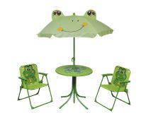 vidaXL 3 Piece Kids' Garden Bistro Set with Parasol Green