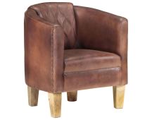 vidaXL Tub Chair Distressed Brown Real Leather