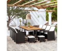 vidaXL 13 Piece Outdoor Dining Set Poly Rattan and Acacia Wood Black