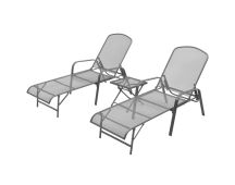 vidaXL Sun Loungers 2 pcs with Table Steel Anthracite