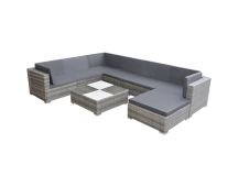 vidaXL 8 Piece Garden Lounge Set with Cushions Poly Rattan Grey