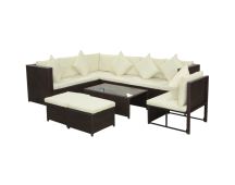 vidaXL 8 Piece Garden Lounge Set with Cushions Poly Rattan Brown