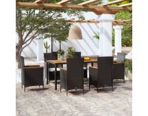 vidaXL 7 Piece Outdoor Dining Set with Cushions Poly Rattan