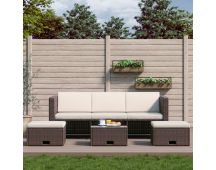 vidaXL 4 Piece Garden Lounge Set with Cushions Poly Rattan Brown