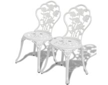 vidaXL Bistro Chairs 2 pcs Cast Aluminium White