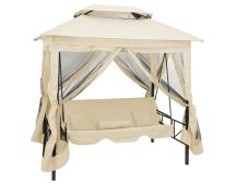 vidaXL Gazebo Convertible Swing Bench Cream White