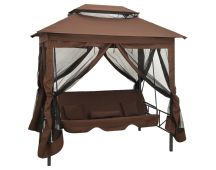 vidaXL Gazebo Convertible Swing Bench Coffee