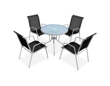 vidaXL 5 Piece Outdoor Dining Set Steel Black