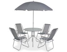 vidaXL 6 Piece Outdoor Dining Set Steel and Textilene Grey