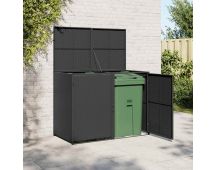 vidaXL Double Wheelie Bin Shed Poly Rattan Black 148x80x111 cm