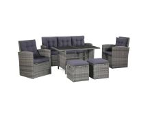 vidaXL 6 Piece Garden Lounge Set with Cushions Poly Rattan Grey