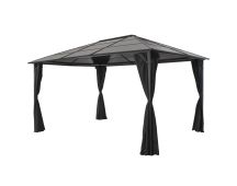 vidaXL Gazebo with Curtain Aluminium 4x3x2.6 m Black