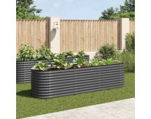 vidaXL Garden Raised Bed 320x80x81 cm Galvanised Steel Grey