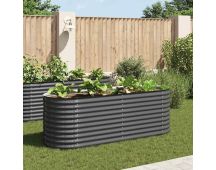 vidaXL Garden Raised Bed 240x80x81 cm Galvanised Steel Grey