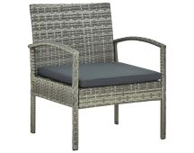 vidaXL Garden Chair with Cushion Poly Rattan Grey