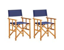 vidaXL Director's Chairs 2 pcs Solid Acacia Wood Blue