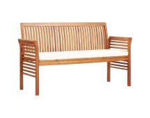 vidaXL 3-Seater Garden Bench with Cushion 150 cm Solid Acacia Wood