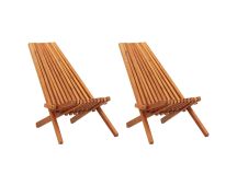 vidaXL Folding Outdoor Lounge Chairs 2 pcs Solid Acacia Wood