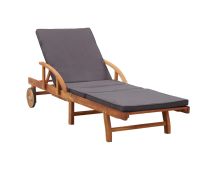 vidaXL Sun Lounger with Cushion Solid Acacia Wood