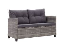 vidaXL 2-Seater Garden Sofa with Cushions Grey 124 cm Poly Rattan