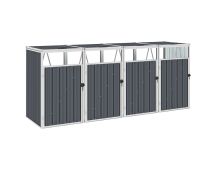 vidaXL Quadruple Garbage Bin Shed Grey 286x81x121 cm Steel