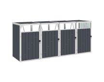 vidaXL Quadruple Garbage Bin Shed Anthracite 286x81x121 cm Steel