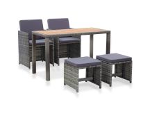 vidaXL 5 Piece Outdoor Dining Set Poly Rattan and Acacia Wood Anthracite