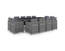 vidaXL 13 Piece Outdoor Dining Set with Cushions Poly Rattan Anthracite