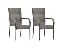 vidaXL Stackable Outdoor Chairs 2 pcs Grey Poly Rattan