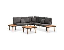 vidaXL 4 Piece Garden Lounge Set with Cushions Solid Acacia Wood