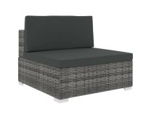 vidaXL Sectional Middle Seat 1 pc with Cushions Poly Rattan Grey