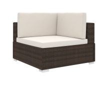 vidaXL Sectional Corner Chair 1 pc with Cushions Poly Rattan Brown