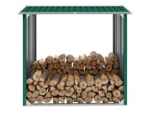 vidaXL Log Storage Shed Galvanised Steel 172x91x154 cm Green