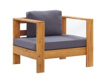 vidaXL Garden Sofa Chair with Cushion Dark Grey Solid Acacia Wood