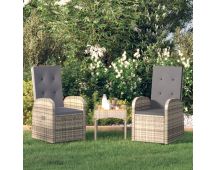 vidaXL Reclining Garden Chairs 2 pcs with Cushions Poly Rattan Grey