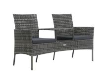 vidaXL 2-Seater Garden Sofa with Tea Table Poly Rattan Anthracite