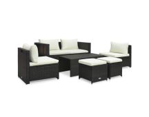 vidaXL 6 Piece Garden Lounge Set with Cushions Poly Rattan Brown