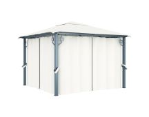 vidaXL Gazebo with Curtain 300x300 cm Cream Aluminium